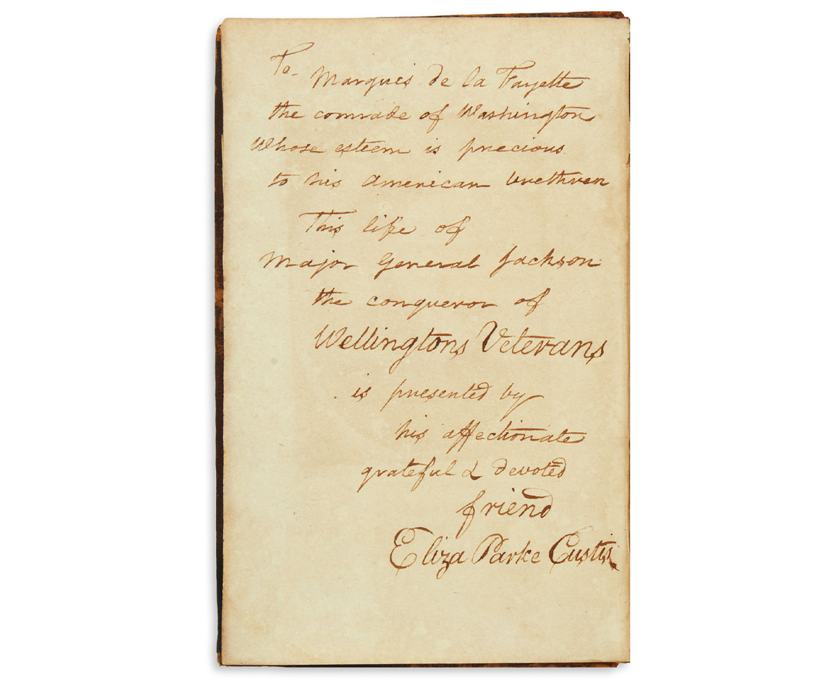 A manuscript note from Eliza Parke Custis to the Marquis de Lafayette. Purchased by the David M. Rubenstein Rare Books and Manuscripts Endowment, 2019 manuscript note from Eliza Parke Custis to the Marquis de Lafayette. Purchased by the David M. Rubenstein Rare Books and Manuscripts Endowment, 2019 