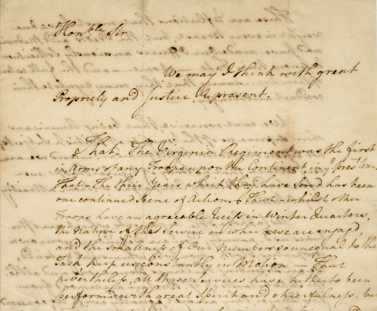 George Washington, Philadelphia, to Governor Robert Dinwiddie, 1757 March 10. Washington writes about the service and loyalty of the Virginia Regiment during the French and Indian War. Purchased with funds provided by Karen Buchwald Wright, 2019