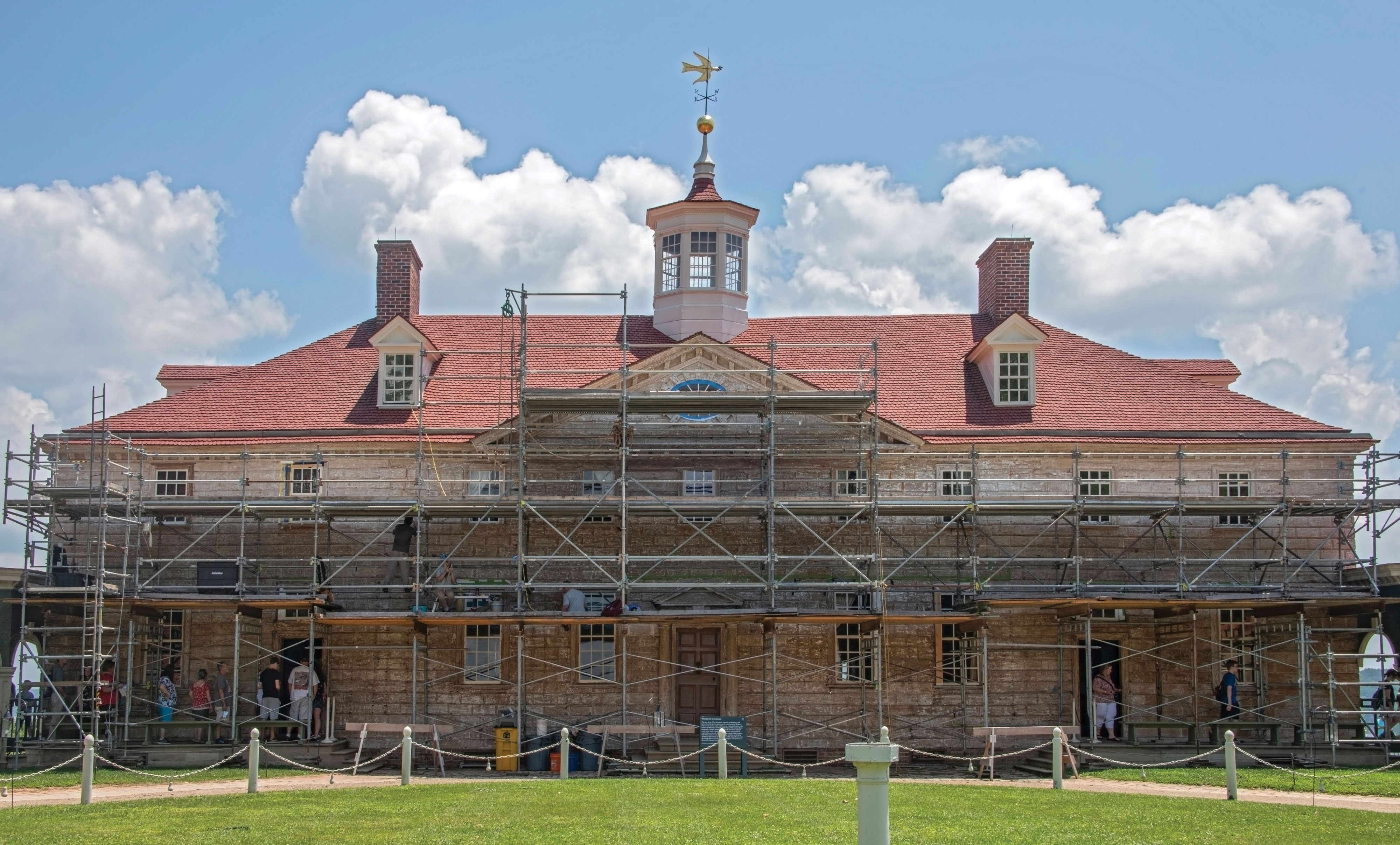 The west front of the Mansion with full scaffolding.